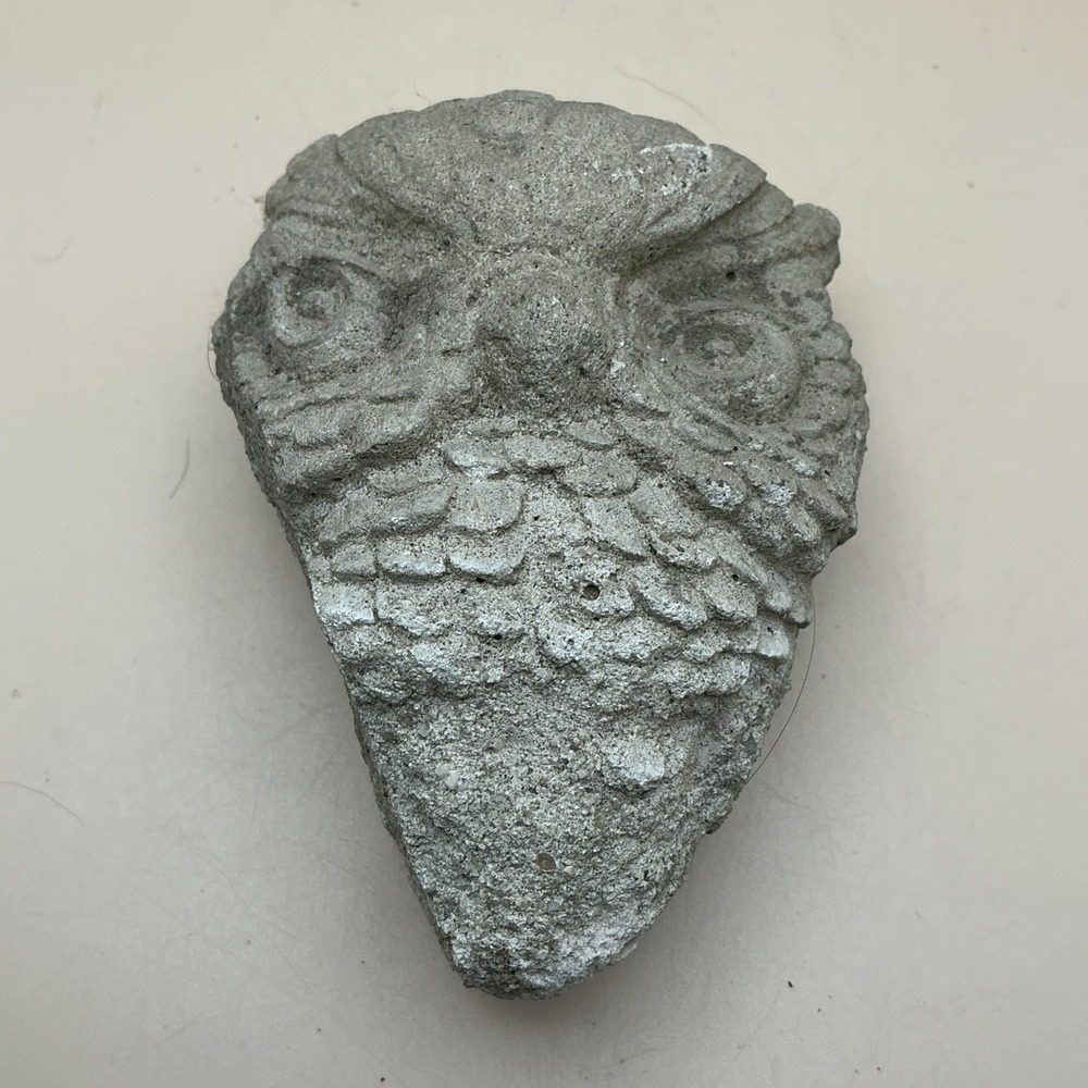 Vintage‎ Cast Stone Decorative Resting Snowy Owl Head Figurine Sculpture - Picture 8 of 8